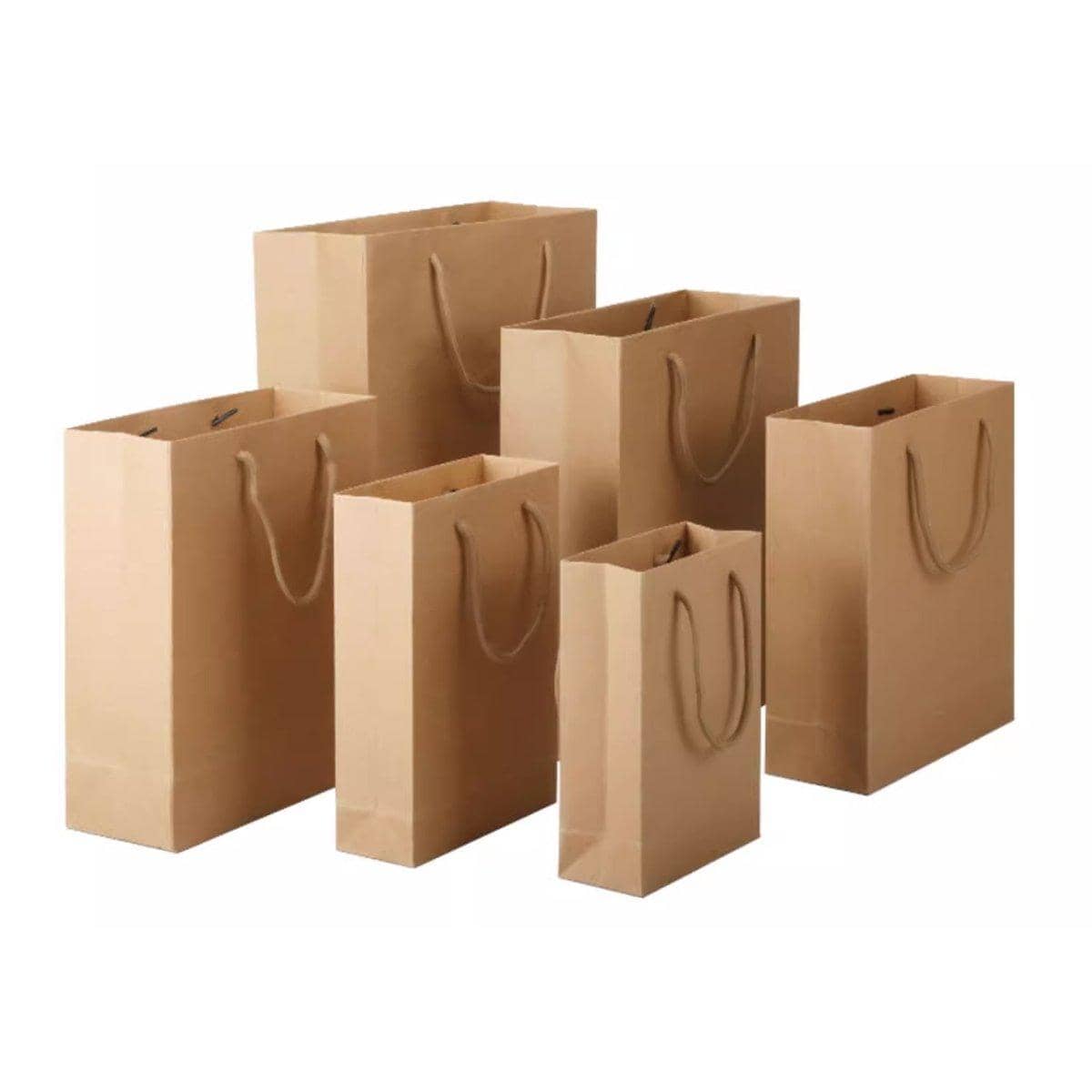 Kraft Paper Gift Bags with Rope Handles, Pack of 25 - 19 x 13 x 6 cm - view 3