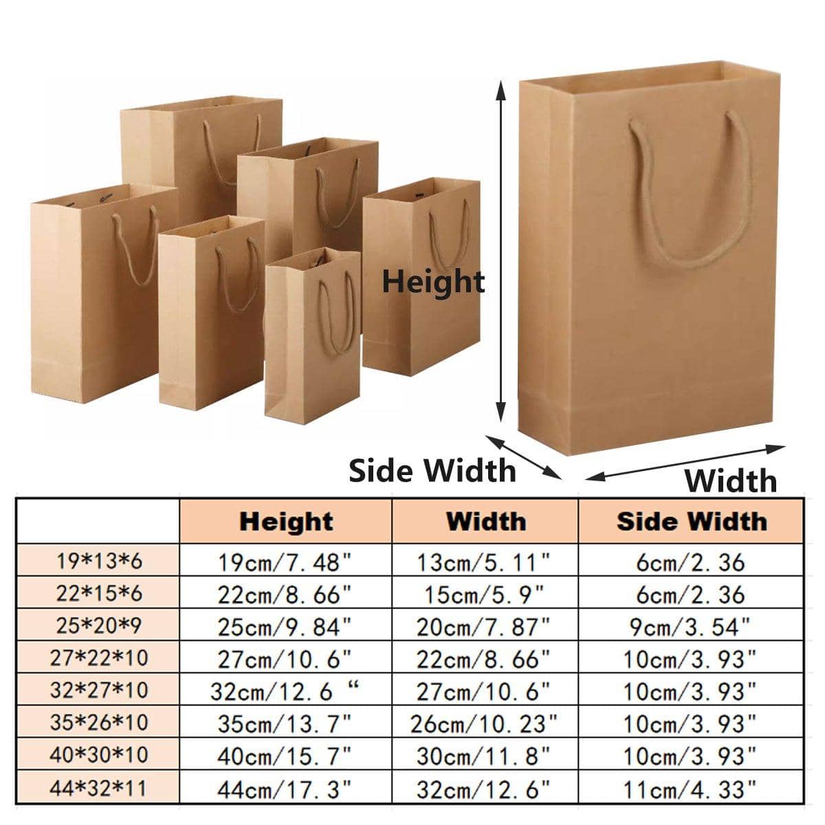 Kraft Paper Gift Bags with Rope Handles, Pack of 25 - 35 x 26 x 10 cm - view 4