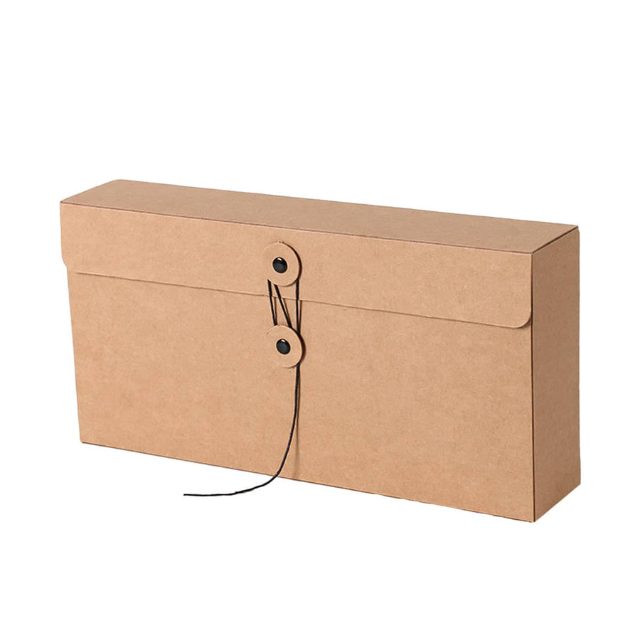 Kraft Paper Gift Boxes with Drawstring Closure - Size L (30 x 6 x 15 cm), Pack of 5