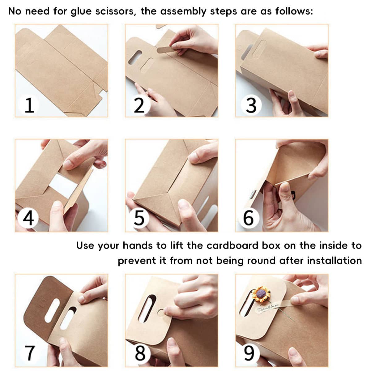 Kraft Paper Gift Boxes with Window and Handle, Pack of 24 - Size M (8 cm Wide, 19 cm High) - view 5