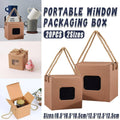 Kraft Paper Gift Boxes with Window and Rope Handles, Pack of 20 - 12.5 x 12.5 x 12.5 cm - view 2