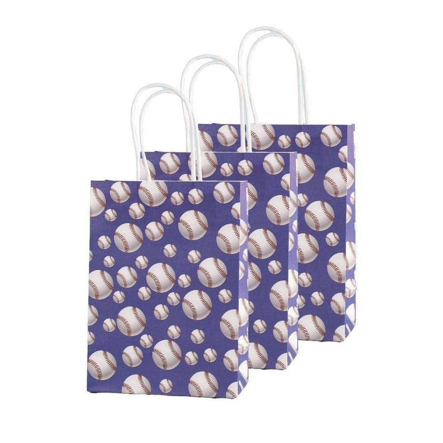 Kraft Paper Gift Tote Bags - Pack of 30, Blue Tennis Ball Print