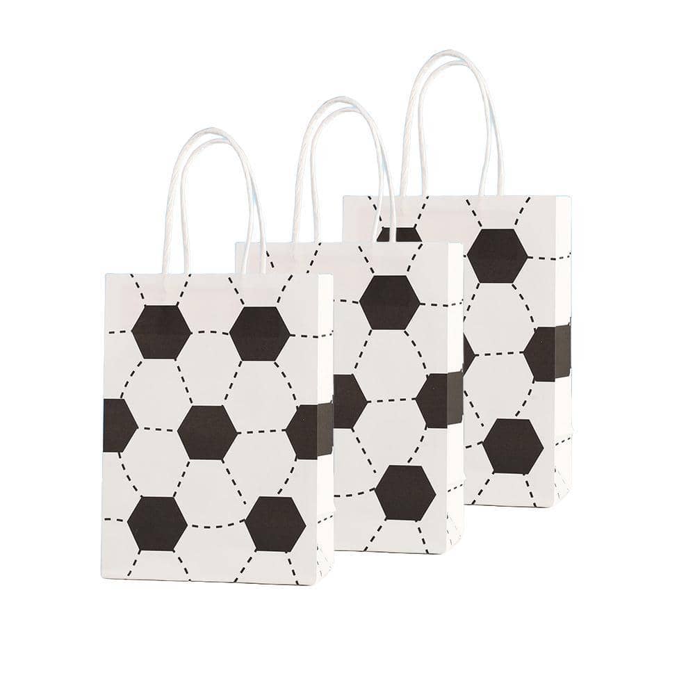 Kraft Paper Gift Tote Bags - Pack of 30, Soccer Ball Print
