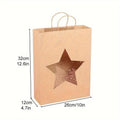Kraft Paper Gift Tote Bags with Window - Medium 26 x 32 x 12 cm, Pack of 20 - Circle Window - view 4