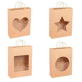 Kraft Paper Gift Tote Bags with Window - Medium 26 x 32 x 12 cm, Pack of 20 - Heart Window - view 3