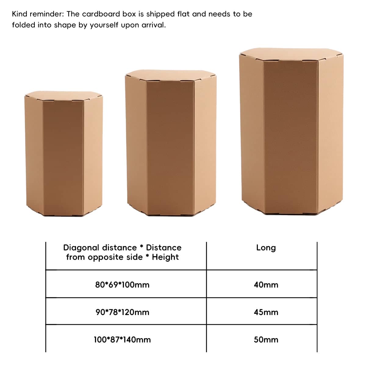 Kraft Paper Hexagon Gift Boxes, Pack of 20 - Size M (90 x 78 x 120 mm) - view 4