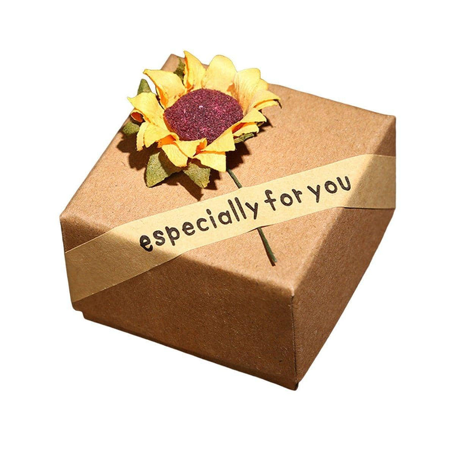 Kraft Paper Jewellery Gift Boxes with Sunflower Applique, Pack of 50 - 8.5 x 8.5 x 3.5 cm Box