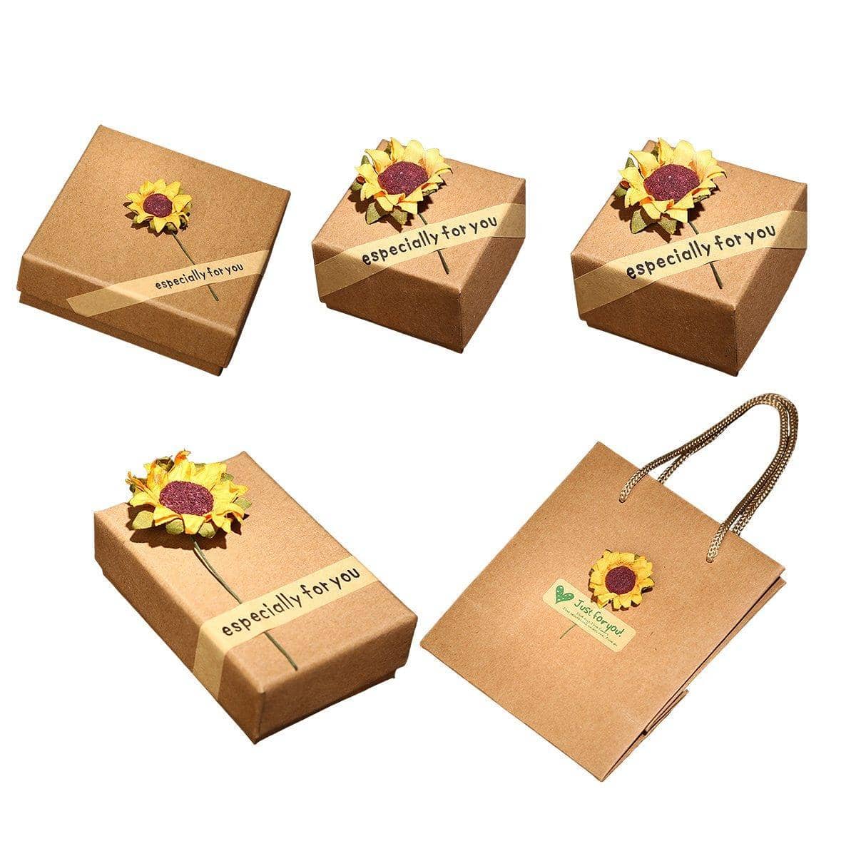 Kraft Paper Jewellery Gift Boxes with Sunflower Applique, Pack of 50 - 8.5 x 8.5 x 3.5 cm Box - view 3