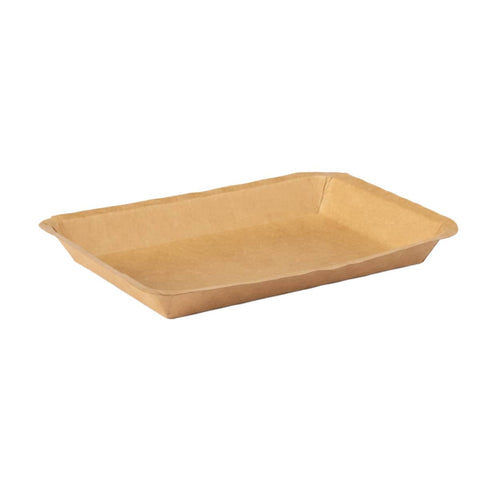 Kraft Paper Lunch Box Plates Food Grade Water and Oil Resistant Outdoor - Pack of 100 17 x 12.2 x 1.6 cm