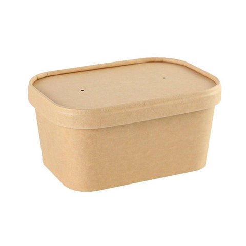 Kraft Paper Lunch Boxes with Lids - 1000ml, Pack of 50