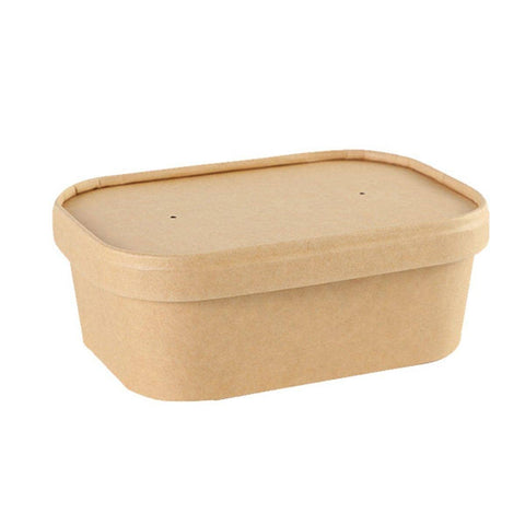 Kraft Paper Lunch Boxes with Lids - 650ml, Pack of 50