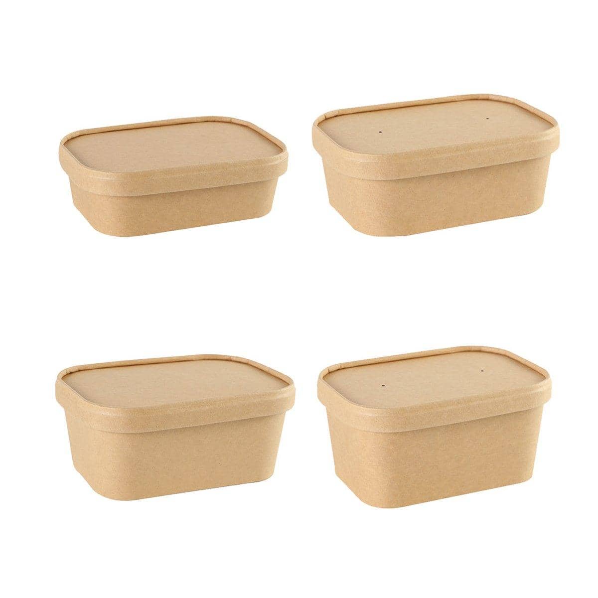 Kraft Paper Lunch Boxes with Lids - 750ml, Pack of 50 - view 3