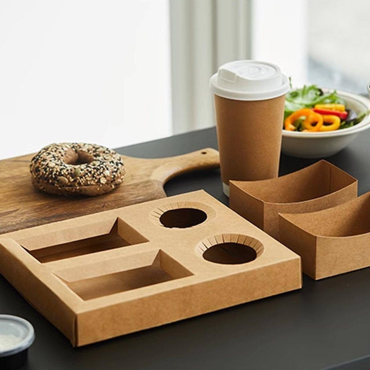 Kraft Paper Meal Boxes for Hamburgers and Snacks - Double Bottom, Pack of 25 - view 4