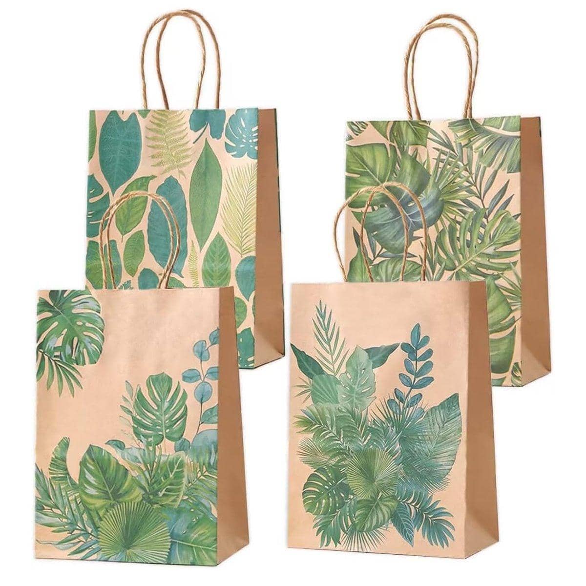 Kraft Paper Party Gift Bags with Leaf Pattern, Pack of 32 - view 2