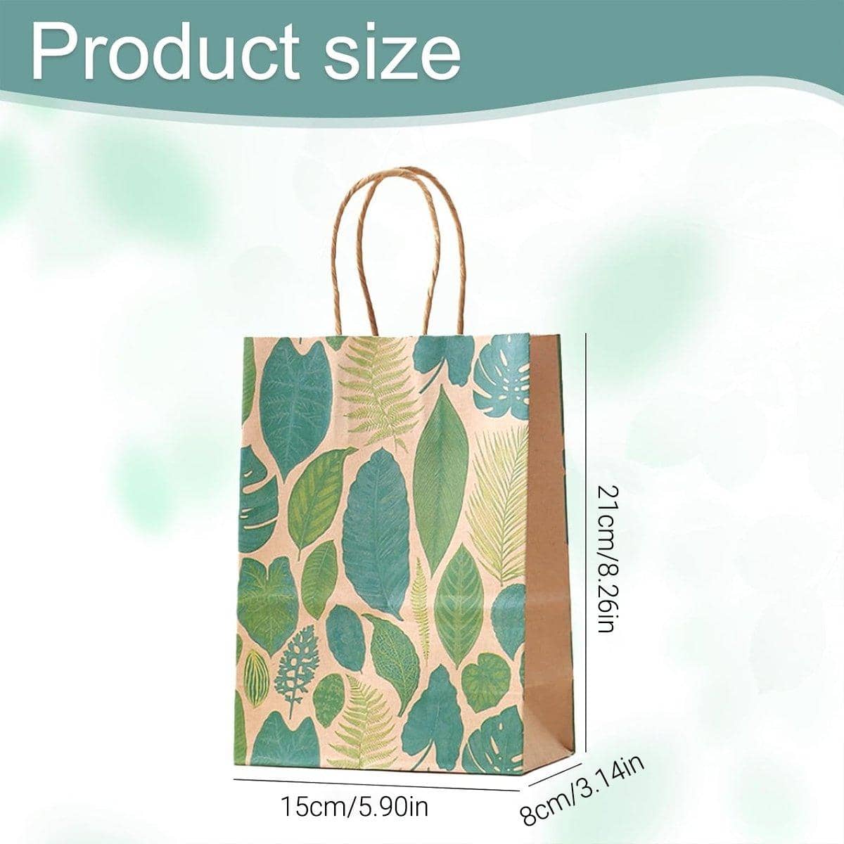 Kraft Paper Party Gift Bags with Leaf Pattern, Pack of 32 - view 3