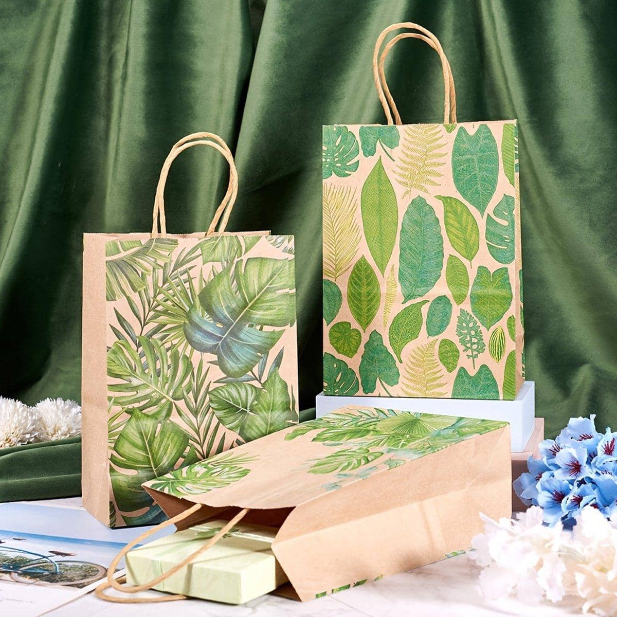 Kraft Paper Party Gift Bags with Leaf Pattern, Pack of 32 - view 5