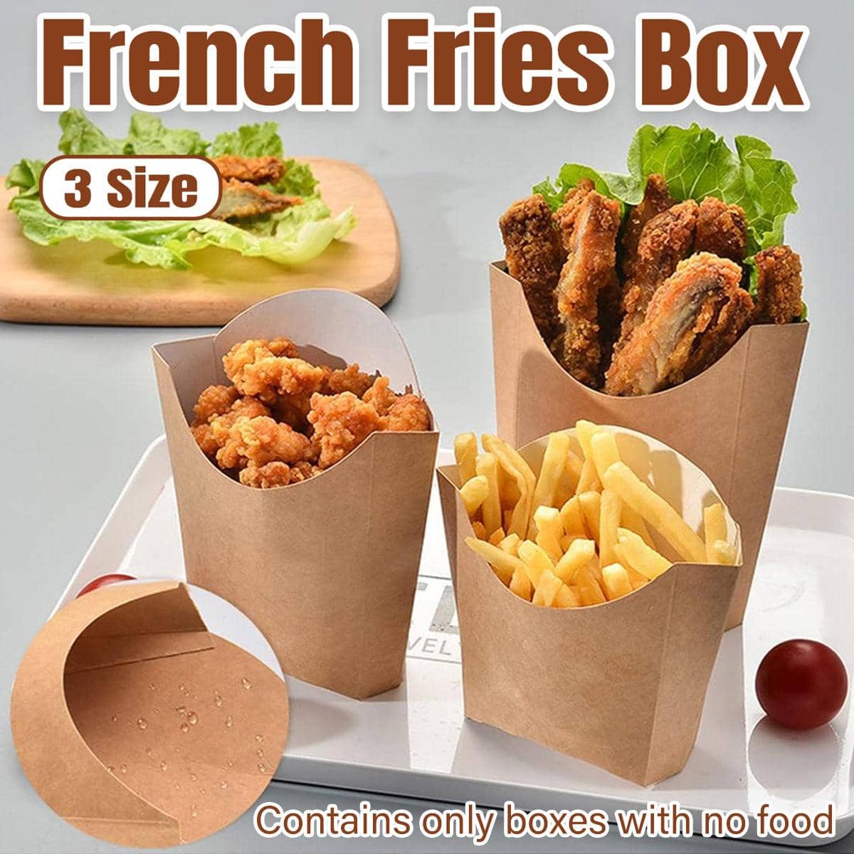 Kraft Paper Popcorn Boxes, Pack of 100 - 12.2 x 11.3 cm - view 2