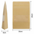 Kraft Paper Stand-Up Pouches with Zip Lock and Window - 30 x 40 cm, Pack of 20 - view 4