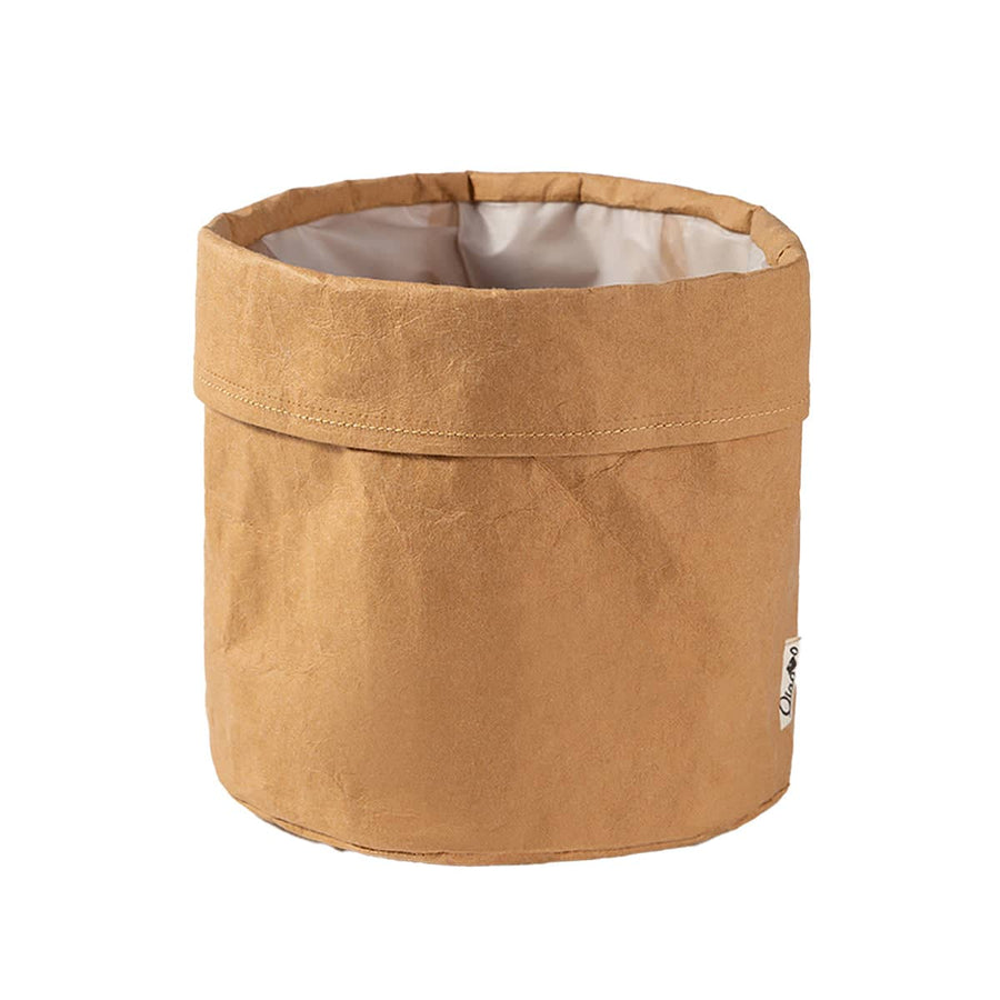 Kraft Paper Storage Baskets with Water Resistant Lining - Large, Pack of 3 (15 x 15 x 15 cm)
