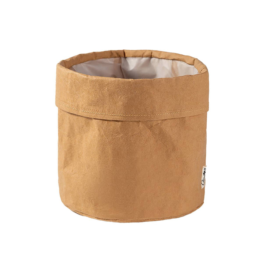 Kraft Paper Storage Baskets with Water Resistant Lining - Medium, Pack of 3 (12 x 12 x 12 cm)