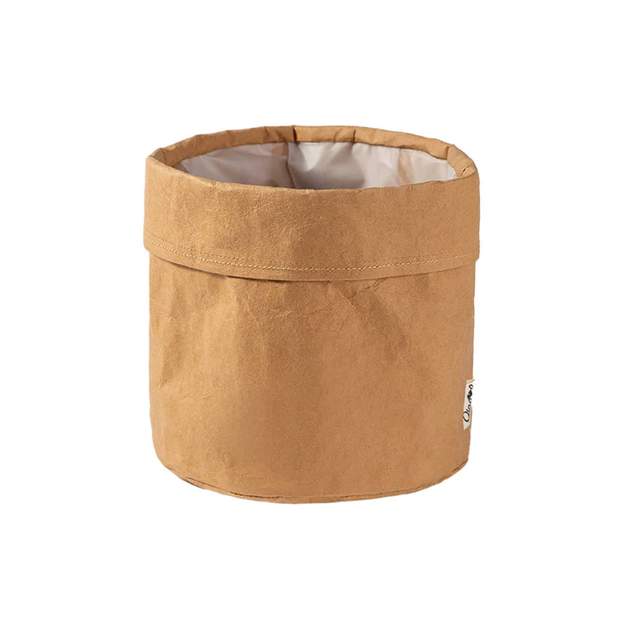 Kraft Paper Storage Baskets with Water Resistant Lining - Small, Pack of 3 (10 x 10 x 10 cm)