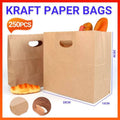 Kraft Paper Takeaway Bags, Pack of 250 - Disposable Carry, Gift and Market Bags