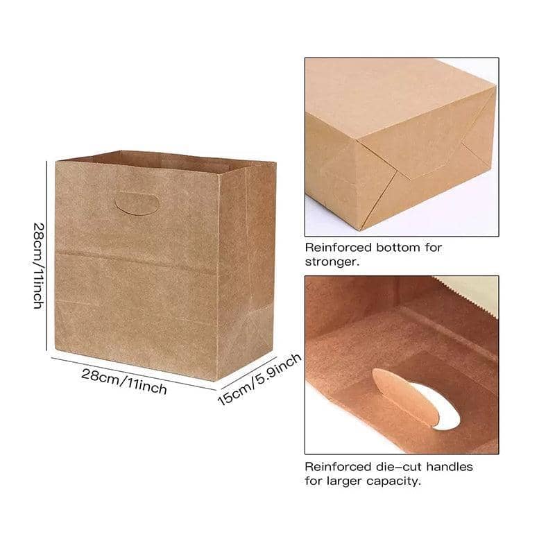Kraft Paper Takeaway Bags, Pack of 250 - Disposable Carry, Gift and Market Bags - view 4