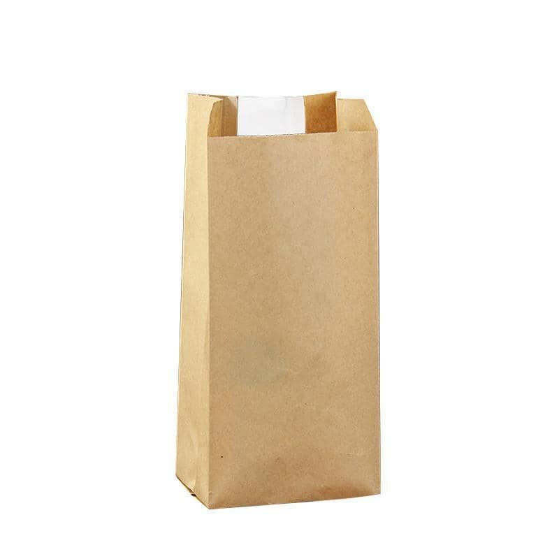 Kraft Paper Takeaway Bread Bags with Window - 30 x 12 x 9 cm, Pack of 200