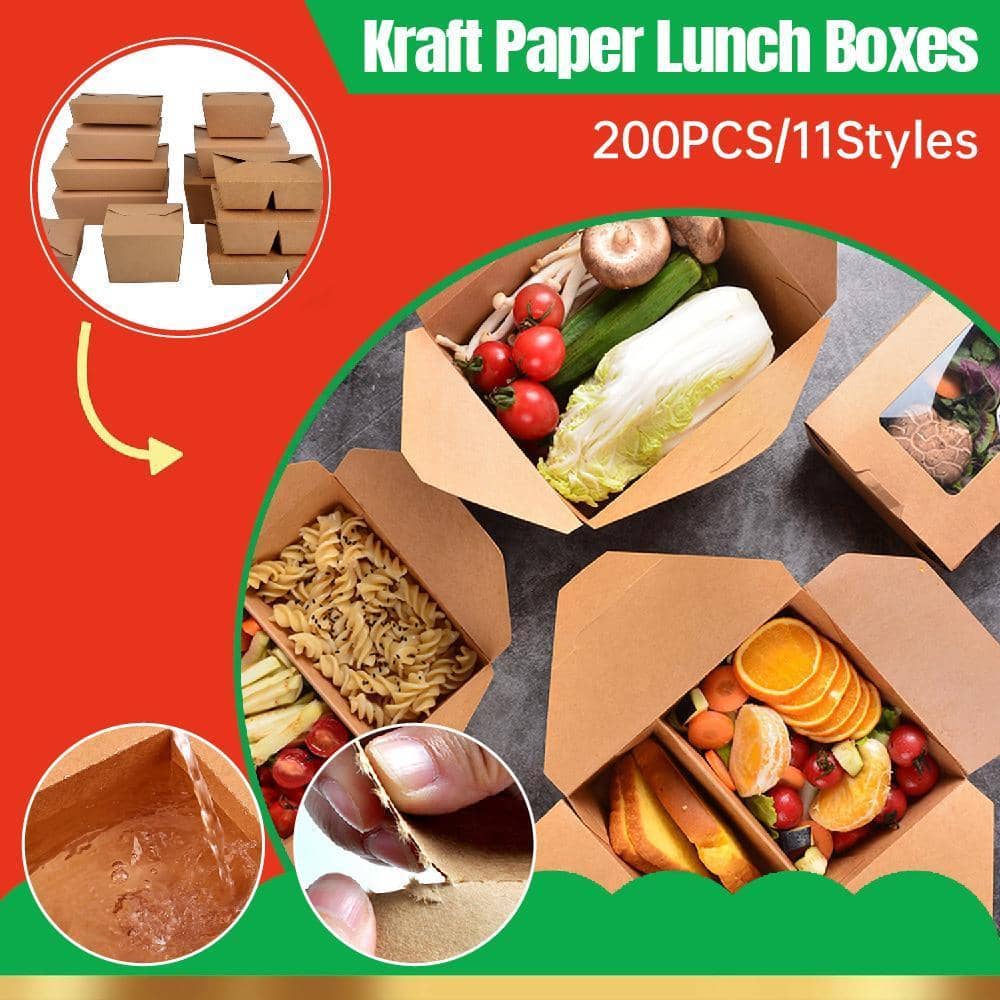 Kraft Paper Takeaway Lunch Box with 2 Compartments - Pack of 200 - view 2