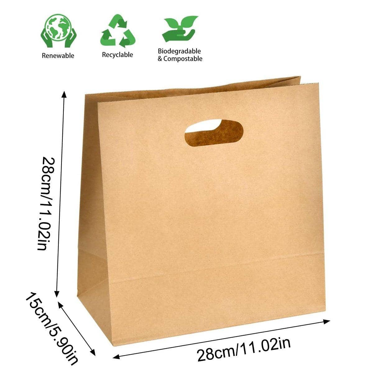 Kraft Paper Tote Bags with Die-Cut Handles, Pack of 50 - view 3