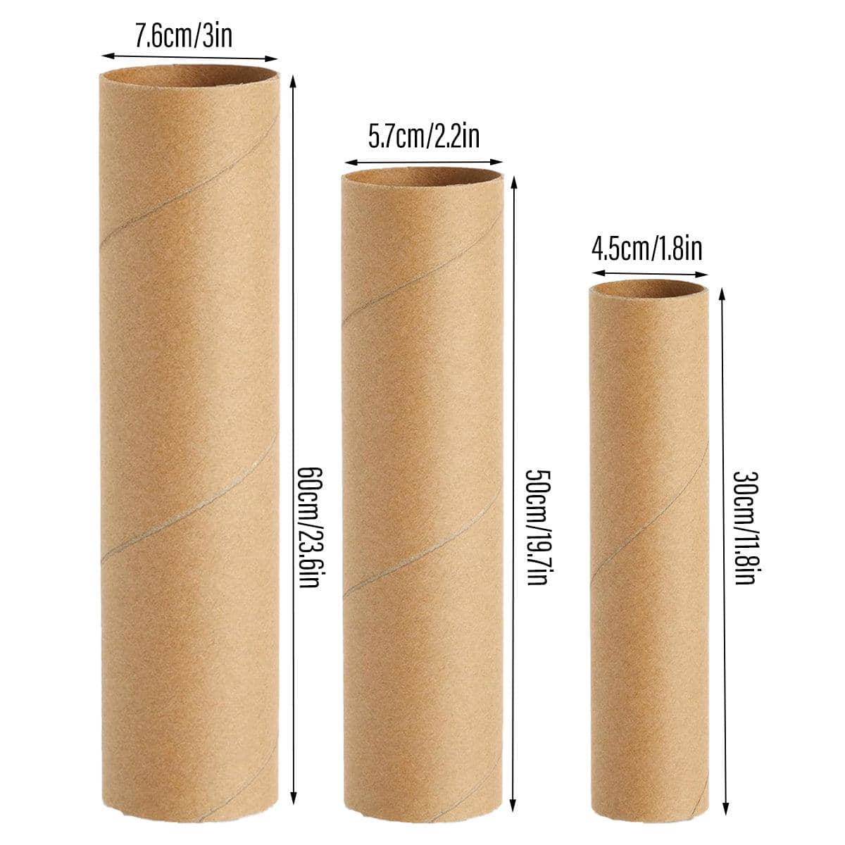 Kraft Paper Tubes, 5.7 x 50 cm - Pack of 10, Natural Brown - view 4