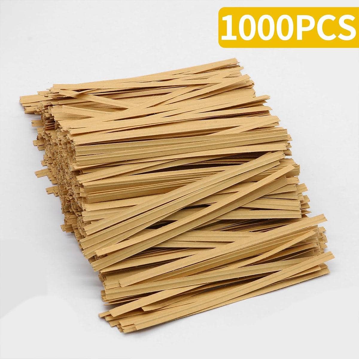 Kraft Paper Twist Ties with Wire Core, Pack of 1000 - Brown, 8cm