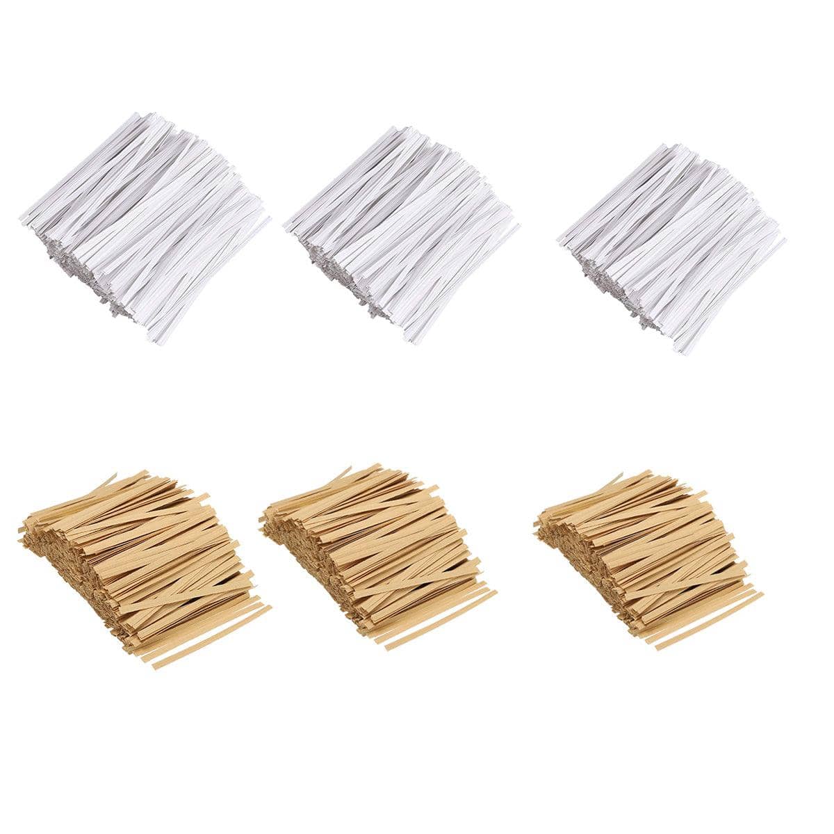 Kraft Paper Twist Ties with Wire Core, Pack of 1000 - Brown, 8cm - view 4