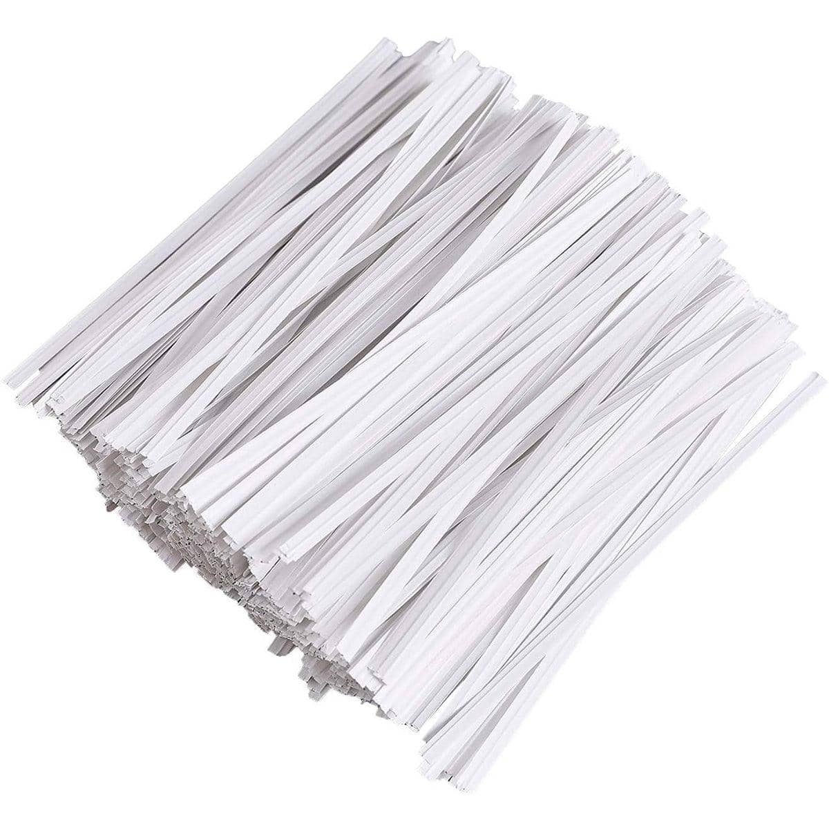 Kraft Paper Twist Ties with Wire Core, Pack of 1000 - White, 15cm