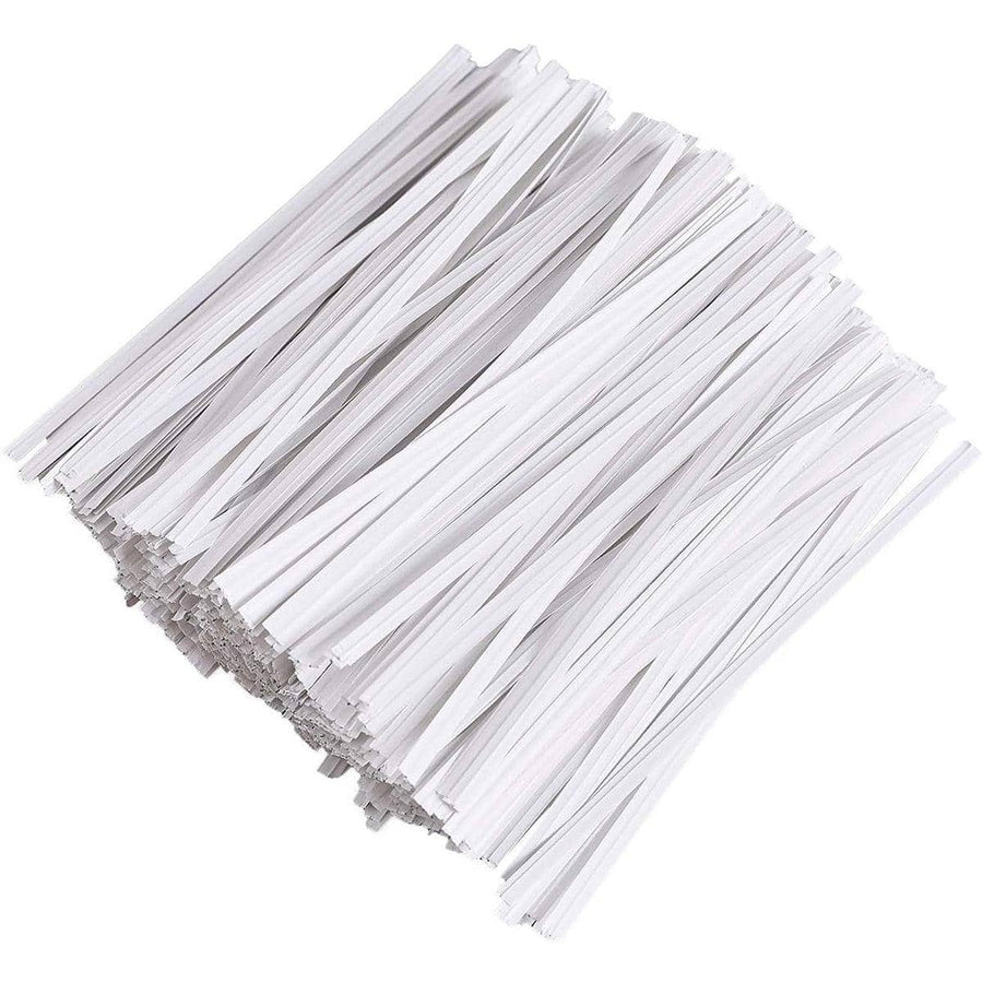 Kraft Paper Twist Ties with Wire Core, Pack of 1000 - White, 15cm