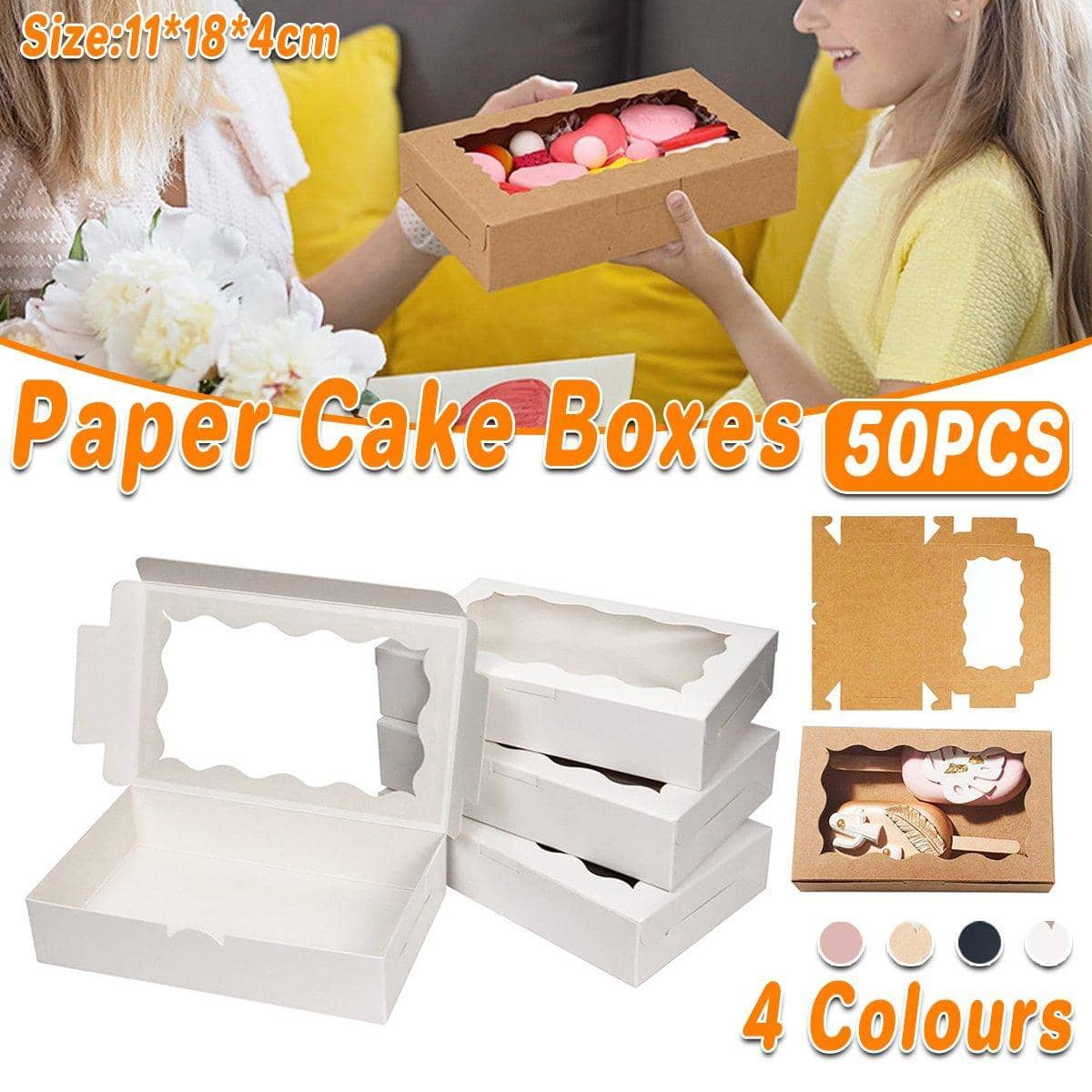 Kraft Paper Window Boxes, 11 x 18 x 4 cm, Pack of 50 - White - view 2