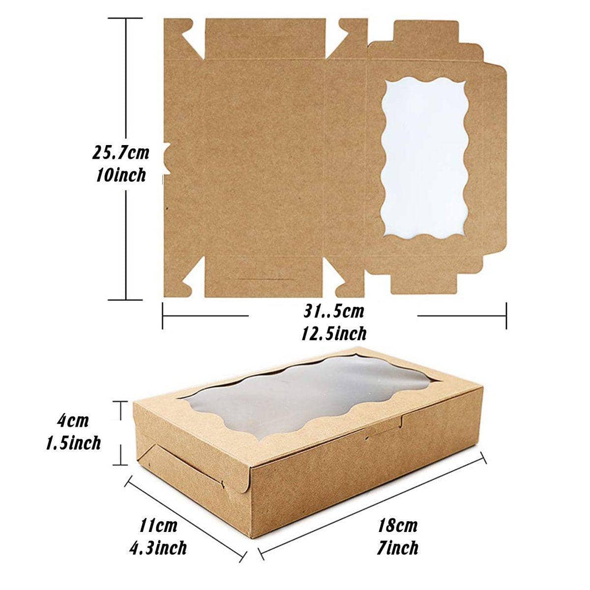 Kraft Paper Window Boxes, 11 x 18 x 4 cm, Pack of 50 - White - view 4
