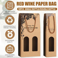 Kraft Paper Wine Gift Bags Brown Single or Double Bottle Carrier, Pack of 10 - Double Bottle - view 2