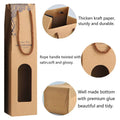 Kraft Paper Wine Gift Bags Brown Single or Double Bottle Carrier, Pack of 10 - Double Bottle - view 5