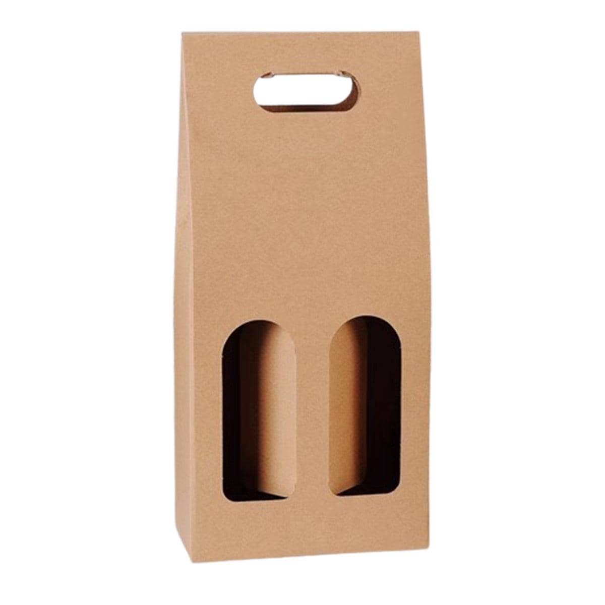 Kraft Paper Wine Gift Boxes, Pack of 30 - Double Bottle