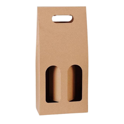 Kraft Paper Wine Gift Boxes, Pack of 30 - Double Bottle