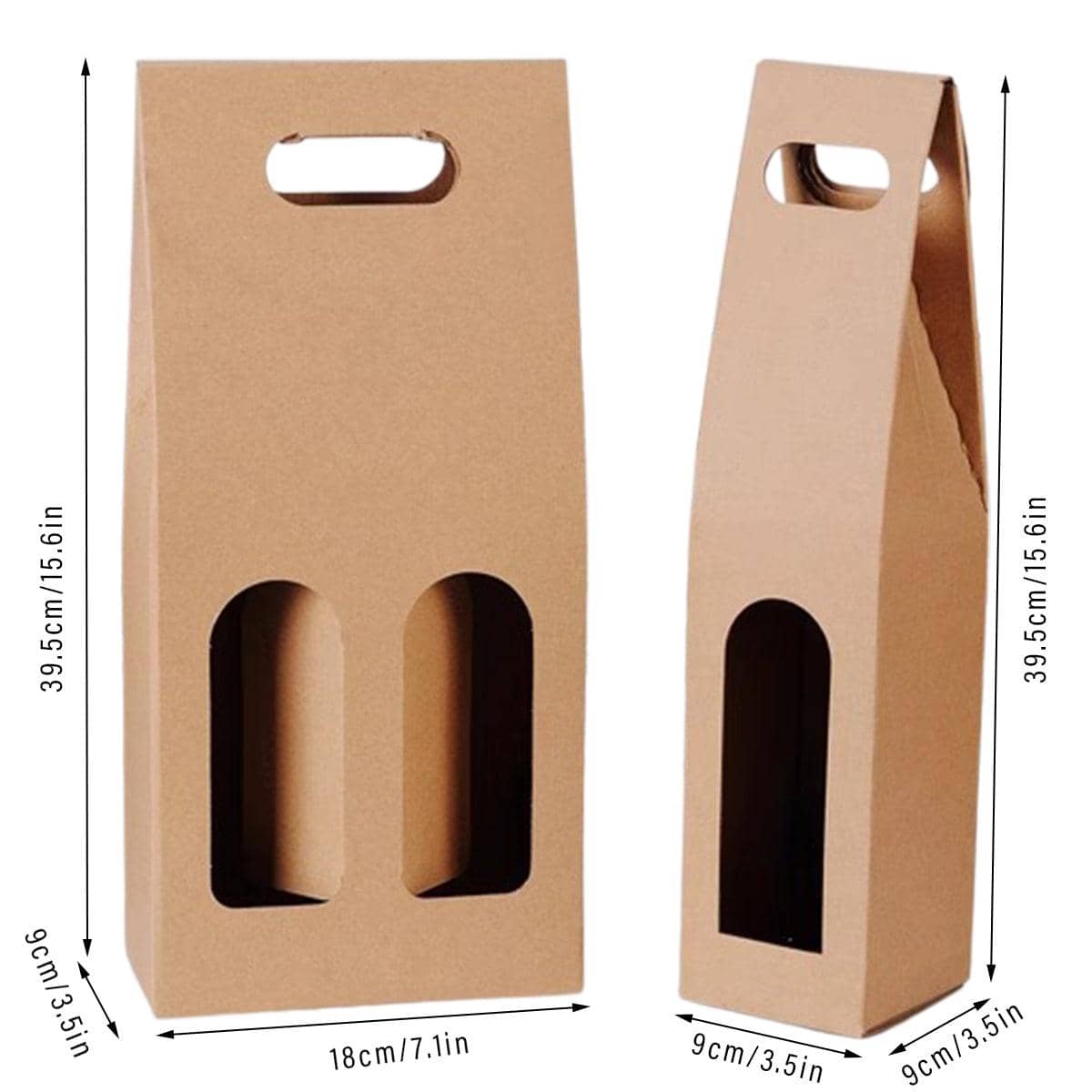 Kraft Paper Wine Gift Boxes, Pack of 30 - Double Bottle - view 4