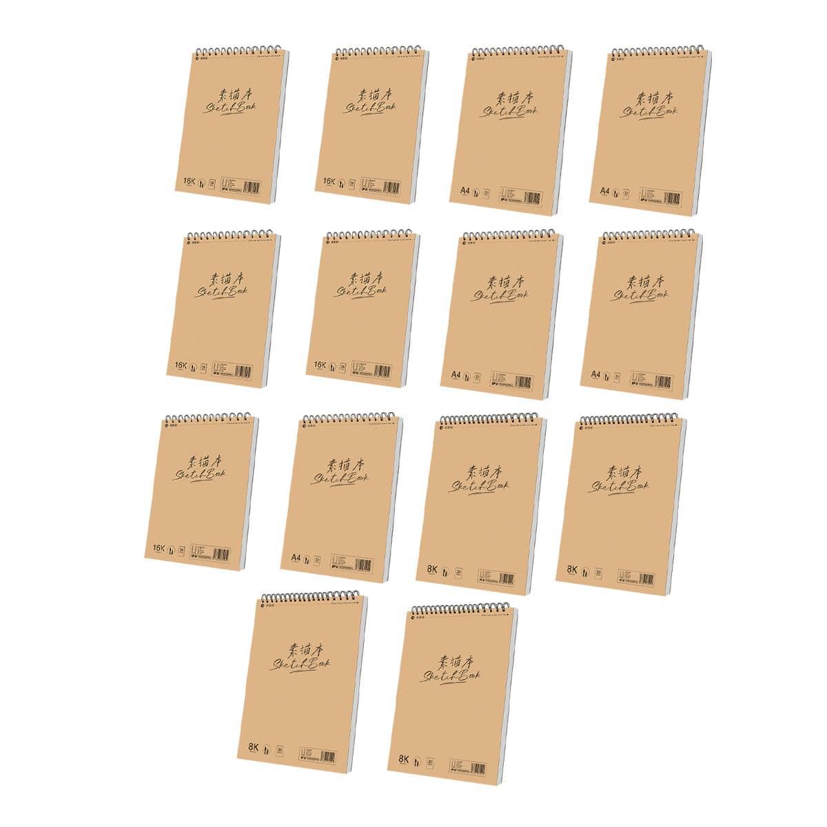 Kraft Sketchbooks Mixed Pack of 15 - A4, 16K and 8K Spiral Sketch Books - view 2