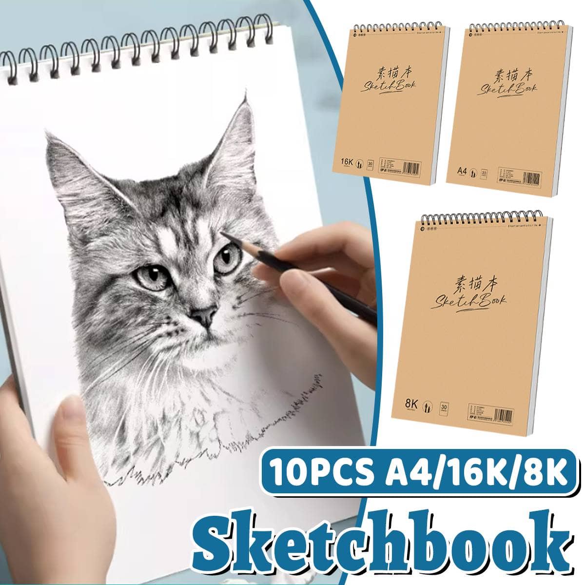 Kraft Top Spiral Sketchbooks, Pack of 10 - 16K (186 x 265 mm) - view 2