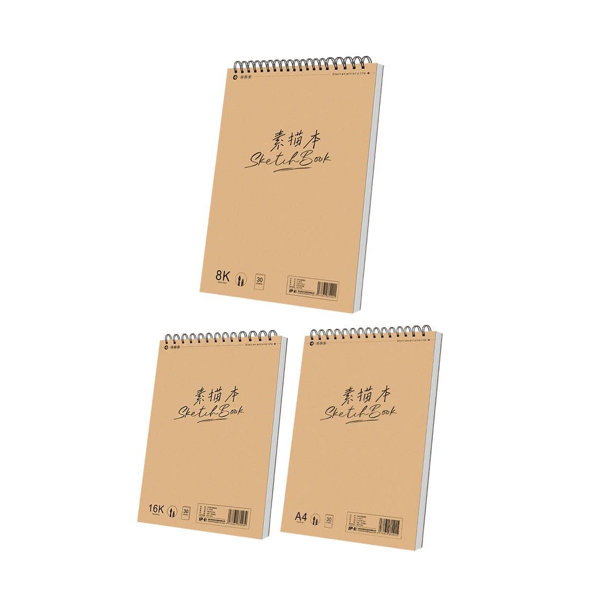 Kraft Top Spiral Sketchbooks, Pack of 10 - 16K (186 x 265 mm) - view 3