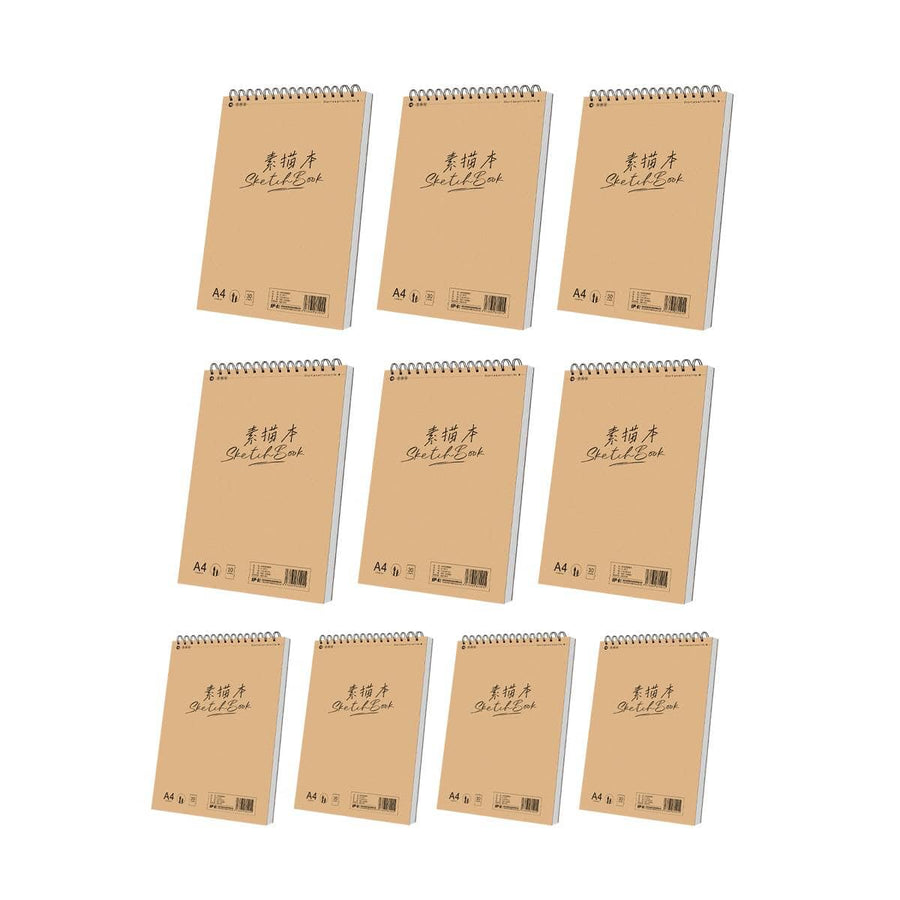 Kraft Top Spiral Sketchbooks, Pack of 10 - A4 (210 x 297 mm)