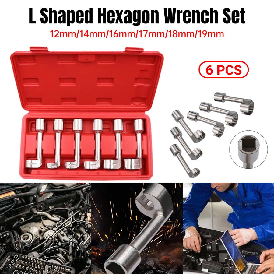 L Shaped Hexagon Wrench Set, 6 Piece Chromium Molybdenum Steel for Car Repair