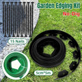 L-Shaped Plastic Garden Edging Border, 5 m with Ground Stakes - Black - view 2