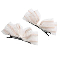 Lace Bow Hair Clips for Women, Pack of 2 - Apricot