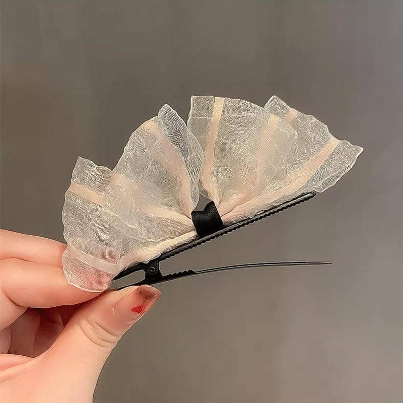 Lace Bow Hair Clips for Women, Pack of 2 - Apricot - view 4